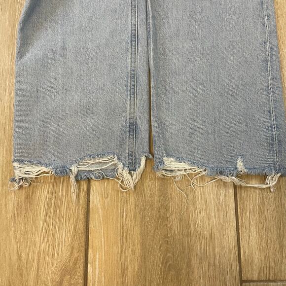 AGOLDE 90s Pinch Waist Jeans Women’s 31 High Rise Organic Light Wash Raw Hem - Picture 10 of 13